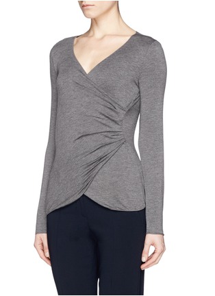 Front View - Click To Enlarge - ARMANI COLLEZIONI - Ruche side jersey top