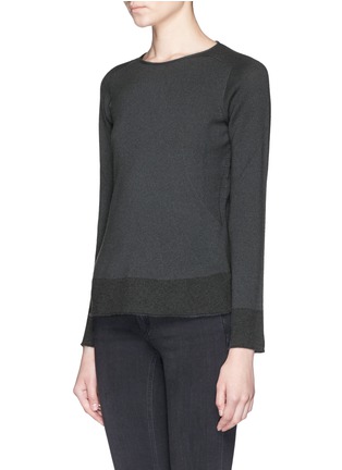 Front View - Click To Enlarge - ARMANI COLLEZIONI - Contrast hem cashmere knit sweater
