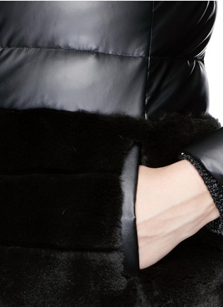 Detail View - Click To Enlarge - ARMANI COLLEZIONI - Rabbit fur trim coated puffer jacket