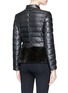 Back View - Click To Enlarge - ARMANI COLLEZIONI - Rabbit fur trim coated puffer jacket