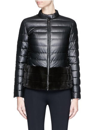 Main View - Click To Enlarge - ARMANI COLLEZIONI - Rabbit fur trim coated puffer jacket