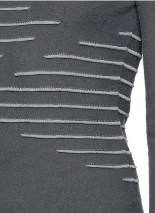 Detail View - Click To Enlarge - ARMANI COLLEZIONI - Cutoff stripe intarsia cashmere blend sweater