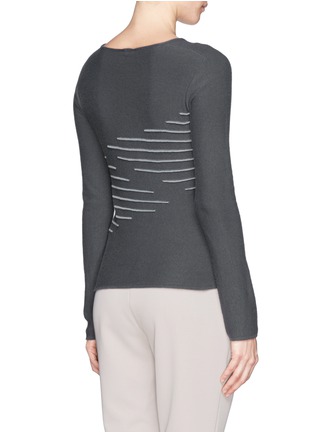 Back View - Click To Enlarge - ARMANI COLLEZIONI - Cutoff stripe intarsia cashmere blend sweater
