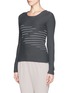 Front View - Click To Enlarge - ARMANI COLLEZIONI - Cutoff stripe intarsia cashmere blend sweater