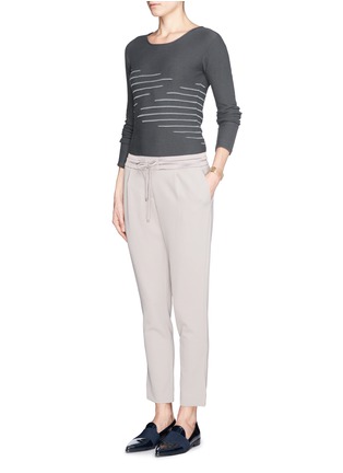 Figure View - Click To Enlarge - ARMANI COLLEZIONI - Cutoff stripe intarsia cashmere blend sweater