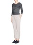 Figure View - Click To Enlarge - ARMANI COLLEZIONI - Cutoff stripe intarsia cashmere blend sweater