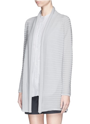 Front View - Click To Enlarge - ARMANI COLLEZIONI - Cloqué stripe virgin wool drape cardigan