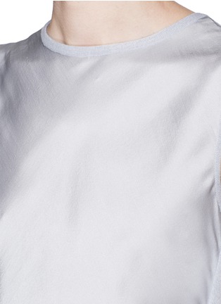Detail View - Click To Enlarge - ARMANI COLLEZIONI - Silk front sleeveless cashmere knit top