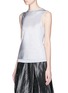 Front View - Click To Enlarge - ARMANI COLLEZIONI - Silk front sleeveless cashmere knit top