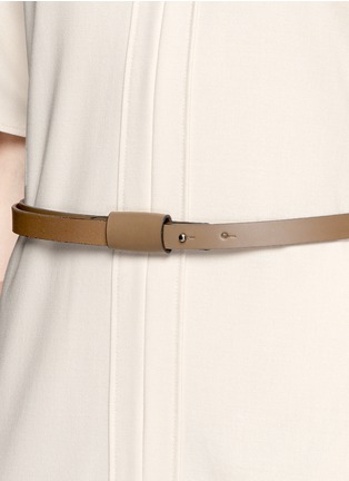 Detail View - Click To Enlarge - ARMANI COLLEZIONI - Leather belt wool shift dress