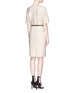 Back View - Click To Enlarge - ARMANI COLLEZIONI - Leather belt wool shift dress