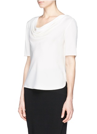 Front View - Click To Enlarge - ARMANI COLLEZIONI - Cowl neck silk charmeuse blouse