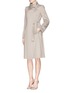 Front View - Click To Enlarge - ARMANI COLLEZIONI - Side tie brushed cashmere coat
