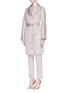 Front View - Click To Enlarge - ARMANI COLLEZIONI - Drape front cashmere felt coat