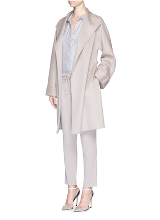Figure View - Click To Enlarge - ARMANI COLLEZIONI - Drape front cashmere felt coat