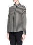 Front View - Click To Enlarge - ARMANI COLLEZIONI - Grid wool blend knit jacket