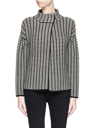 Main View - Click To Enlarge - ARMANI COLLEZIONI - Grid wool blend knit jacket