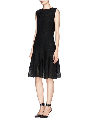 Front View - Click To Enlarge - ST. JOHN - Engineered floral lace knit dress