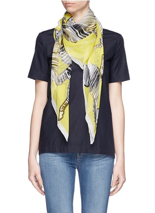 Figure View - Click To Enlarge - ANNA CORONEO - Zebra print silk chiffon scarf