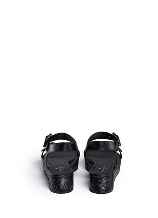 Back View - Click To Enlarge - KATE SPADE - 'Teigan' glitter flatform leather sandals