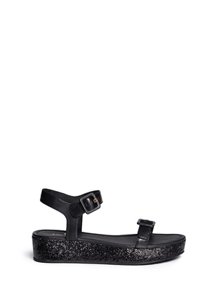 Main View - Click To Enlarge - KATE SPADE - 'Teigan' glitter flatform leather sandals