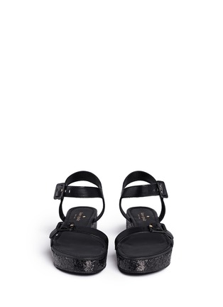 Figure View - Click To Enlarge - KATE SPADE - 'Teigan' glitter flatform leather sandals