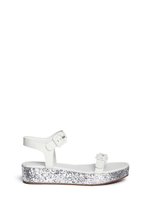 Main View - Click To Enlarge - KATE SPADE - 'Teigan' glitter flatform leather sandals