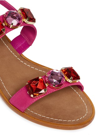 Detail View - Click To Enlarge - KATE SPADE - 'Bacau' rhinestone appliqué suede sandals