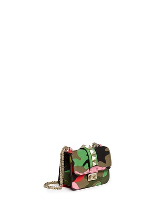 Figure View - Click To Enlarge - VALENTINO GARAVANI - 'Camupsychedelic Rockstud Lock' mini leather chain bag