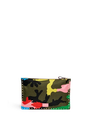 Back View - Click To Enlarge - VALENTINO GARAVANI - 'Psychedelic Rockstud' camouflage print nylon pouch
