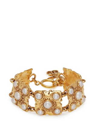 Main View - Click To Enlarge - VINTAGE CHANEL - Faux pearl sqaure link bracelet