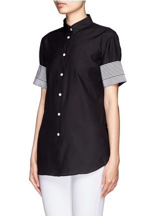 Front View - Click To Enlarge - ACNE STUDIOS - Stripe print cuff shirt 