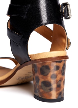 Detail View - Click To Enlarge - MM6 MAISON MARGIELA - Lenticular leopard heel leather sandals