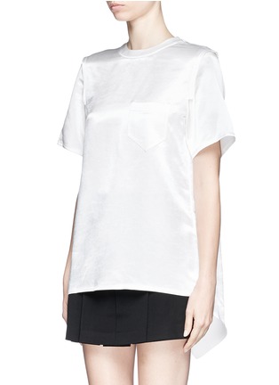 Front View - Click To Enlarge - ALEXANDER WANG - Distressed back sateen panel T-shirt