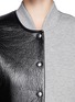 Detail View - Click To Enlarge - T BY ALEXANDER WANG - Leather and bonded jersey varsity jacket