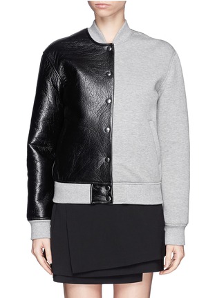 Main View - Click To Enlarge - T BY ALEXANDER WANG - Leather and bonded jersey varsity jacket
