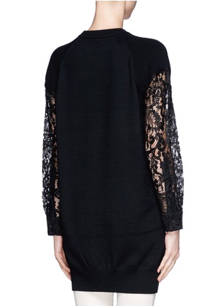 Back View - Click To Enlarge - SACAI LUCK - Lace sleeve wool sweater