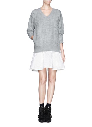 Main View - Click To Enlarge - SACAI LUCK - Sweater and quilted skirt combo dress 
