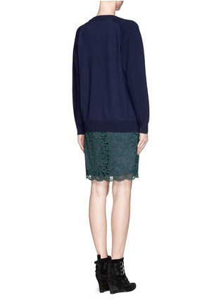 Back View - Click To Enlarge - SACAI LUCK - Wool sweater lace dress