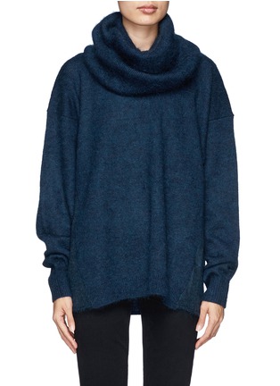 Detail View - Click To Enlarge - ACNE STUDIOS - 'Demi Mix' drop shoulder sweater with snood