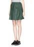 Front View - Click To Enlarge - MSGM - Faux leather flare skirt
