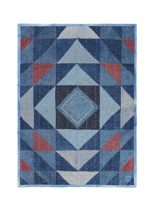 Figure View - Click To Enlarge - ALBUM - Vintage denim trim geometric jacquard blanket