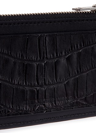 Detail View - Click To Enlarge - ALEXANDER WANG - Croc embossed panel leather zip card holder