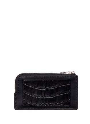 Figure View - Click To Enlarge - ALEXANDER WANG - Croc embossed panel leather zip card holder