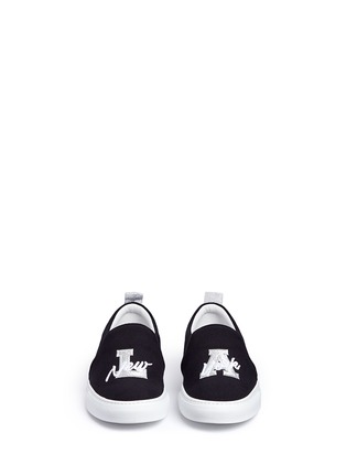 Front View - Click To Enlarge - JOSHUA SANDERS - 'L.A. New York' embroidered skate slip-ons