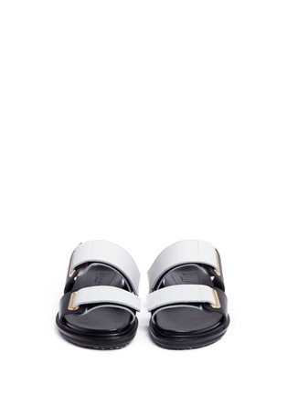 Front View - Click To Enlarge - MARNI - 'Fussbett' leather slide sandals