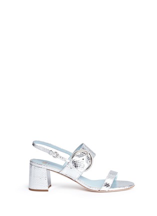 Main View - Click To Enlarge - FRANCES VALENTINE - 'Betty' snake embossed leather slingback sandals