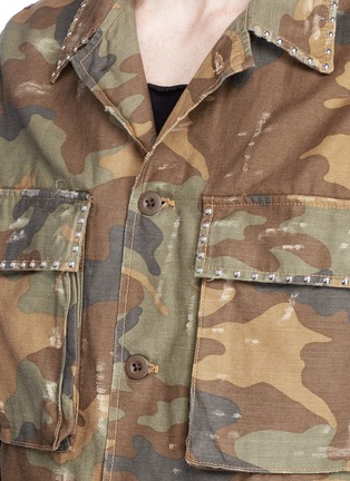 Detail View - Click To Enlarge - AMIRI - Camouflage print stud distressed field jacket