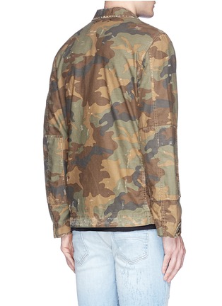 Back View - Click To Enlarge - AMIRI - Camouflage print stud distressed field jacket