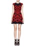 Main View - Click To Enlarge - RVN - Flame lace jacquard knit skater dress